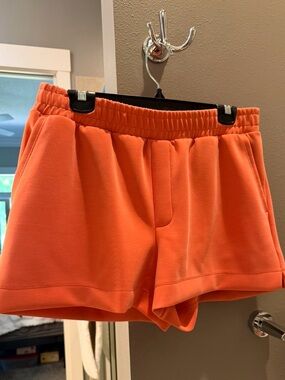 a new day Women's Athletic Pull-On Shorts in Bright Orange